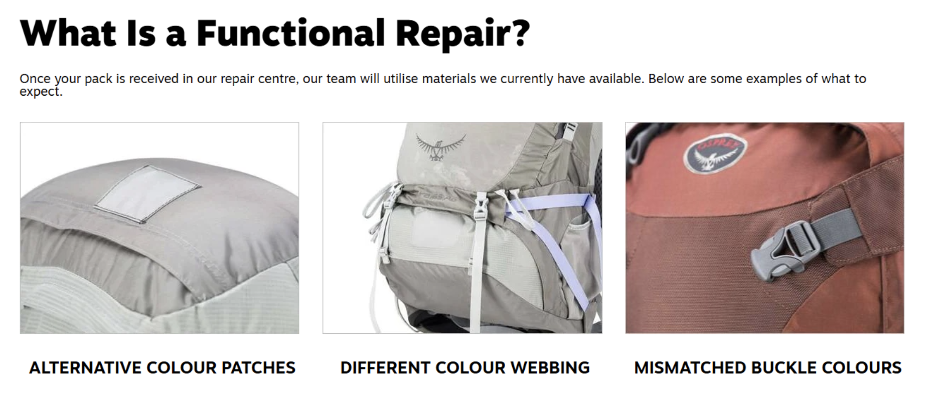 Osprey backpack warranty repair service